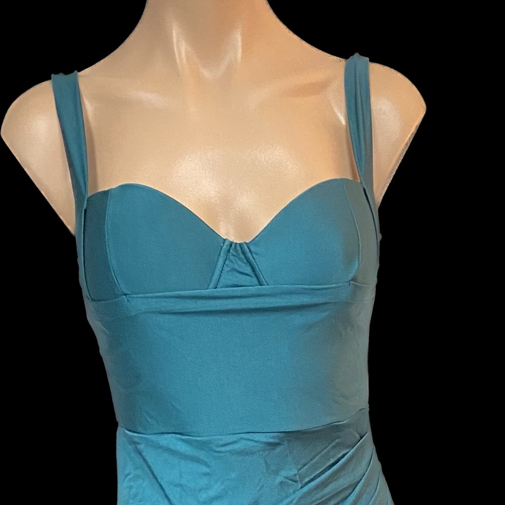 Teal Two Strap dress w/ split